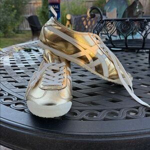 Onitsuka Tiger by Asics Gold and White Athletic Shoes 8.5